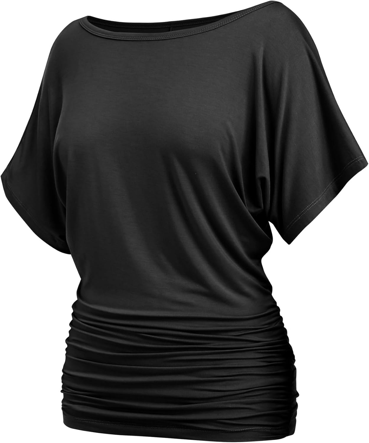 Womens Ruched Tops Casual T Shirts Dolman Short Sleeve Shirts Boat Neck Summer Off Shoulder Batwing Tops 2026