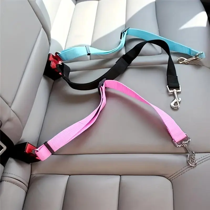 Adjustable Pet Safety Seat Belt Harness with Tow Hooks for Dogs, Dachshund Harness, Durable Polyamide Material, Rear Seat Placement - Ensures Secure Car Travel for Pets