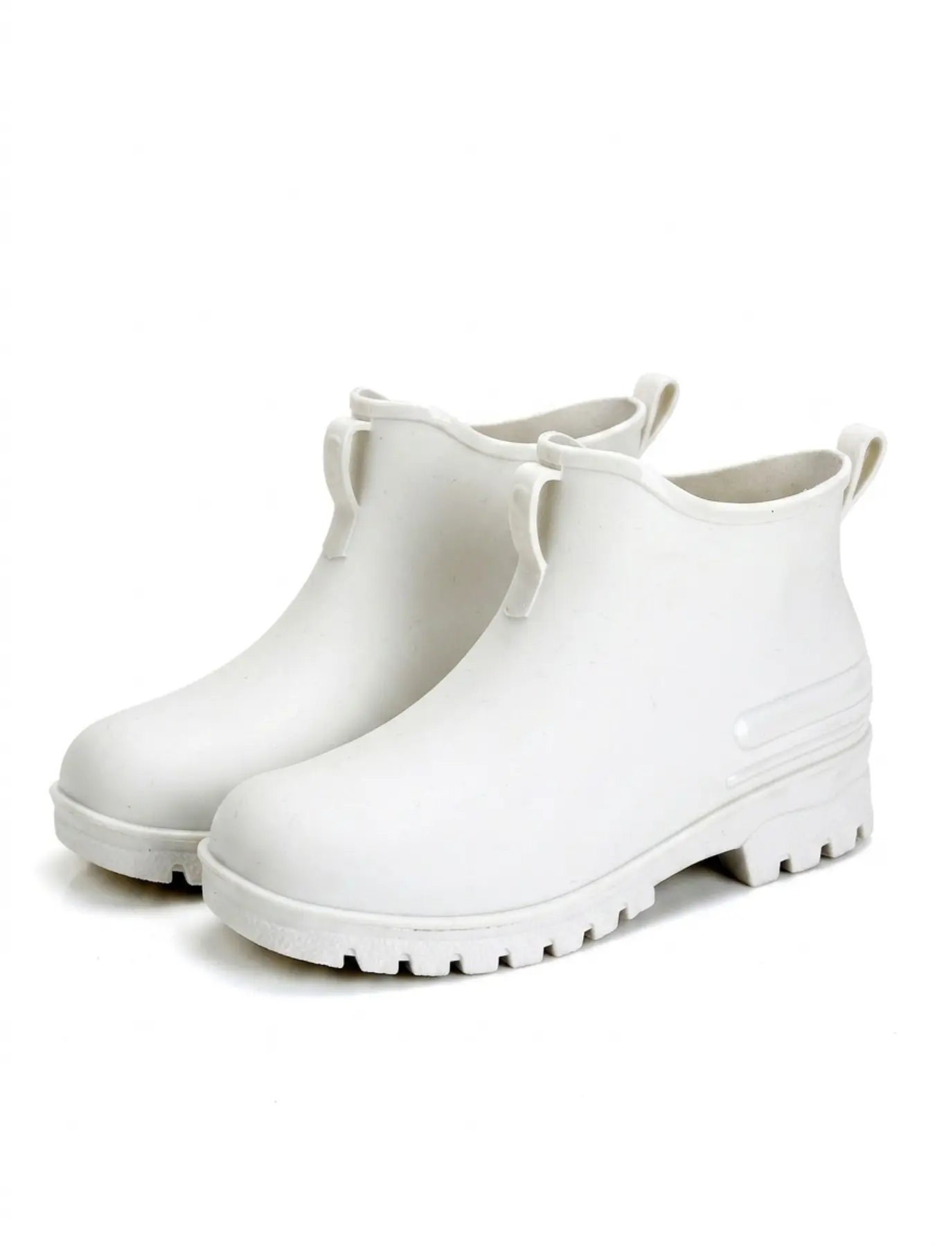 Unisex Mid-Calf Rain Boots,  Waterproof Slip On Rubber Closed Toe Chelsea Booties, Non-Slip Chunky Lug Sole Lightweight Rain Shoes for Men Women, All Weather Outdoor Footwear for Gardening Commuting Camping Yard Work Rainy Days