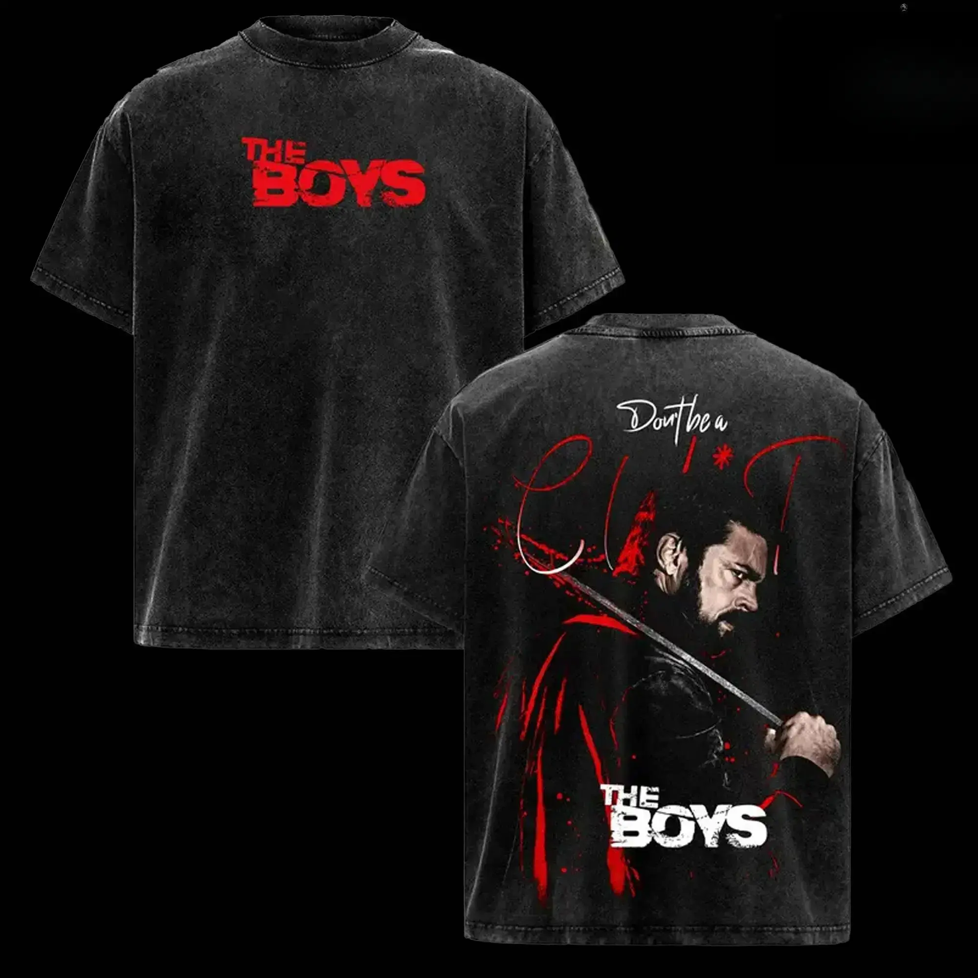The Boys Billy Butcher Vintage Wash Tee, Don't Be a C*nt Graphic Shirt, Double Sided TV Series Merch, Heavyweight Oversized Cotton T-Shirt, Homelander Supe Fan Apparel, Retro Superhero Show Gift
