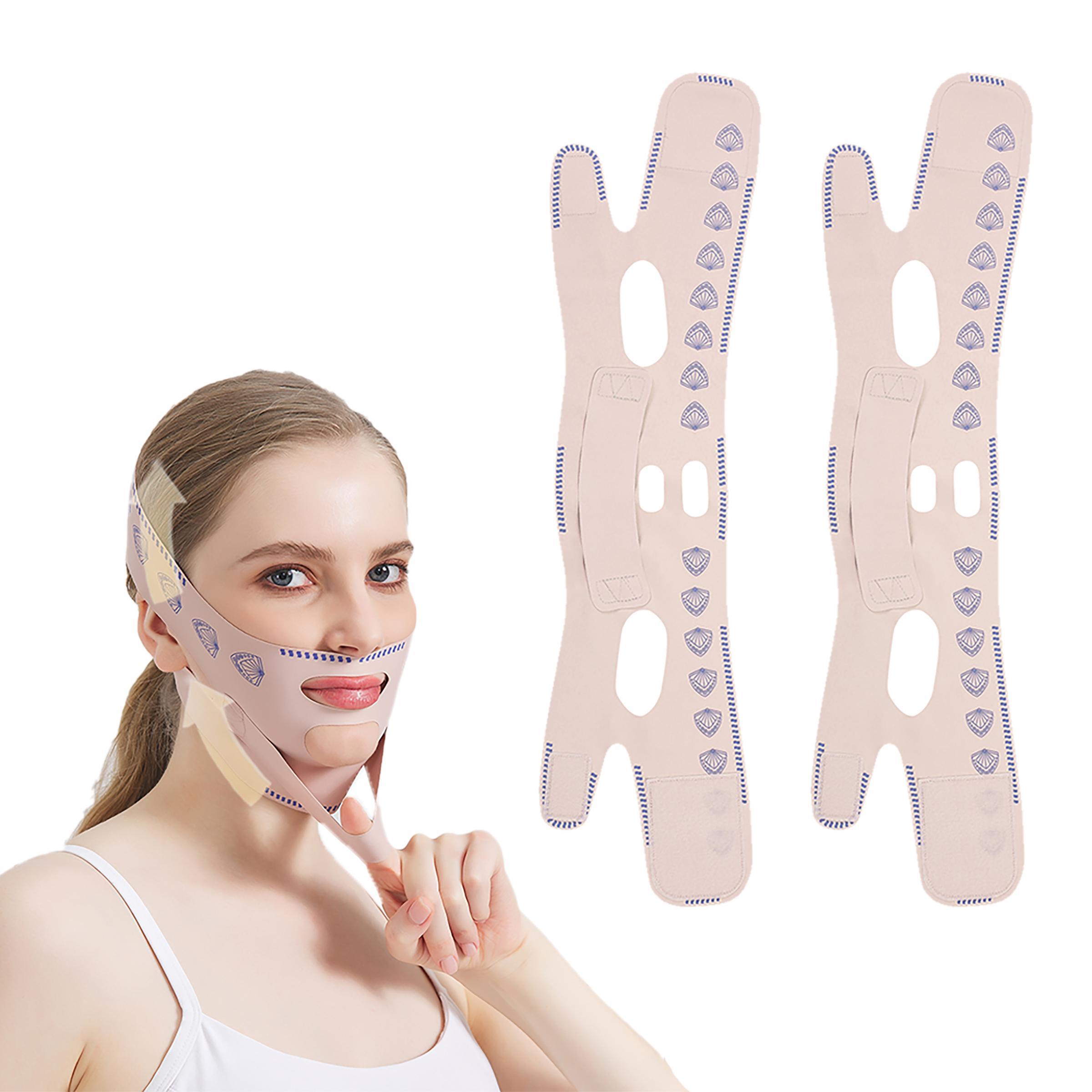 Breathable V-line Facial Masks, 2 Counts Adjustable Facial Bandage for Firming Skin, Facial Beauty Tool for Women