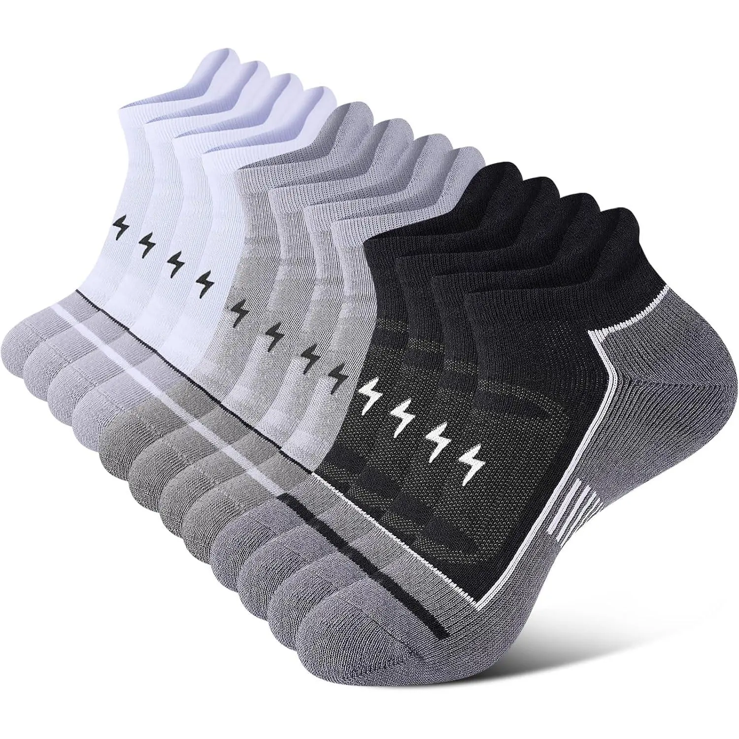 Men’s Ankle Running Socks 6 Pairs, Athletic Cushioned Low Cut Sports Socks for Men, Moisture Wicking Breathable Cotton Short Socks for Running Gym Workout & Everyday Use