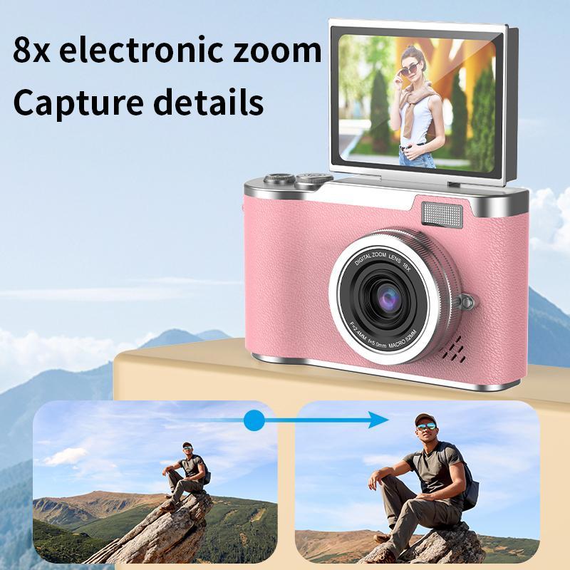 HD Digital Camera, Beginner Digital Camera, Digital Zoom Camera, Compact Camera, Vlogging with 2.4 Inch 180° Flip Screen, 48 MP, Multiple Filters, 800mAh Large Battery, Fill Light, 32GB TF Card for Adult, Teenager, Boys, Girls Birthday Gifts