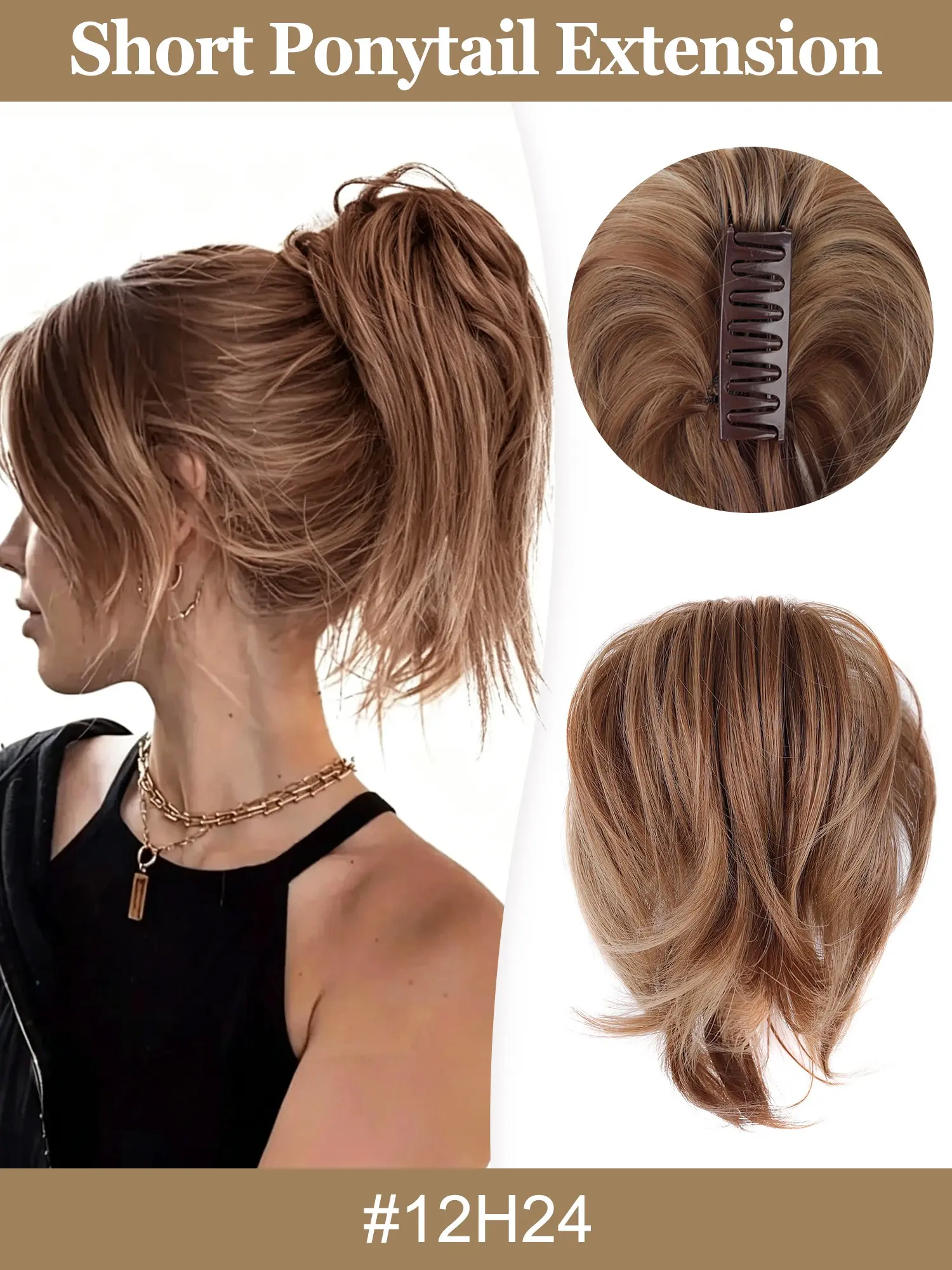 SoyHair Claw Clip Short Ponytail Extension DIY Bendable Wires Hair Bun Fluffy Fake Hair Piece Ponytail Hairpieces Straight Synthetic Hair Ponytail Extensions for Wonen - Black Brown