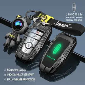 Lincoln Nautilus Mkx Continental Navigator Aviator Mkc Mkz 3/4/5 Key Metal Protective Case, Night Glow Logo, Armor Style Key Cover