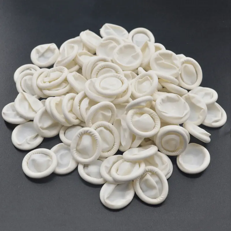 100PCS Natural Rubber Disposable Gloves Finger Cots Non-slip Anti-static Fingertip Protector Gloves White Finger Cover Nail Tool