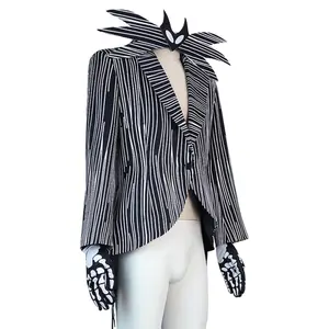 Christmas Horror Skelling Stripe Uniform Outfit Skeleton Outfit Halloween Carnival Party Movie Nightmare Jack Cosplay Costume