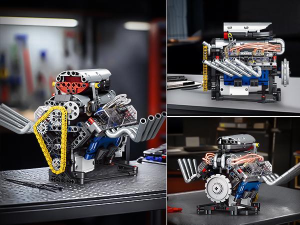 V8 Engine Model Kit That Works, APP Controlled Mini V8 Engine Building Block Set for Adults, Physical Science Experiment Toy with Rechargeable Motor, STEM Project for Kids & Teens (665 PCS)