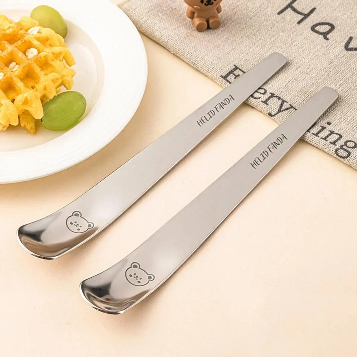 1/2/4PCS Flat Head Coffee Stirring Spoon 304 Stainless Steel Ice Cream Dessert Spoon Reusable Coffee Scoop Kitchen Tableware