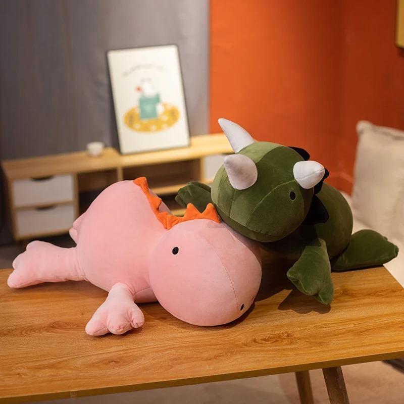 Cute Dinosaur Weighted Plush Toy Cartoon Game Character Pink Green Dinosaur Soft Stuffed Pillow For Kid Christmas Birthday Gift