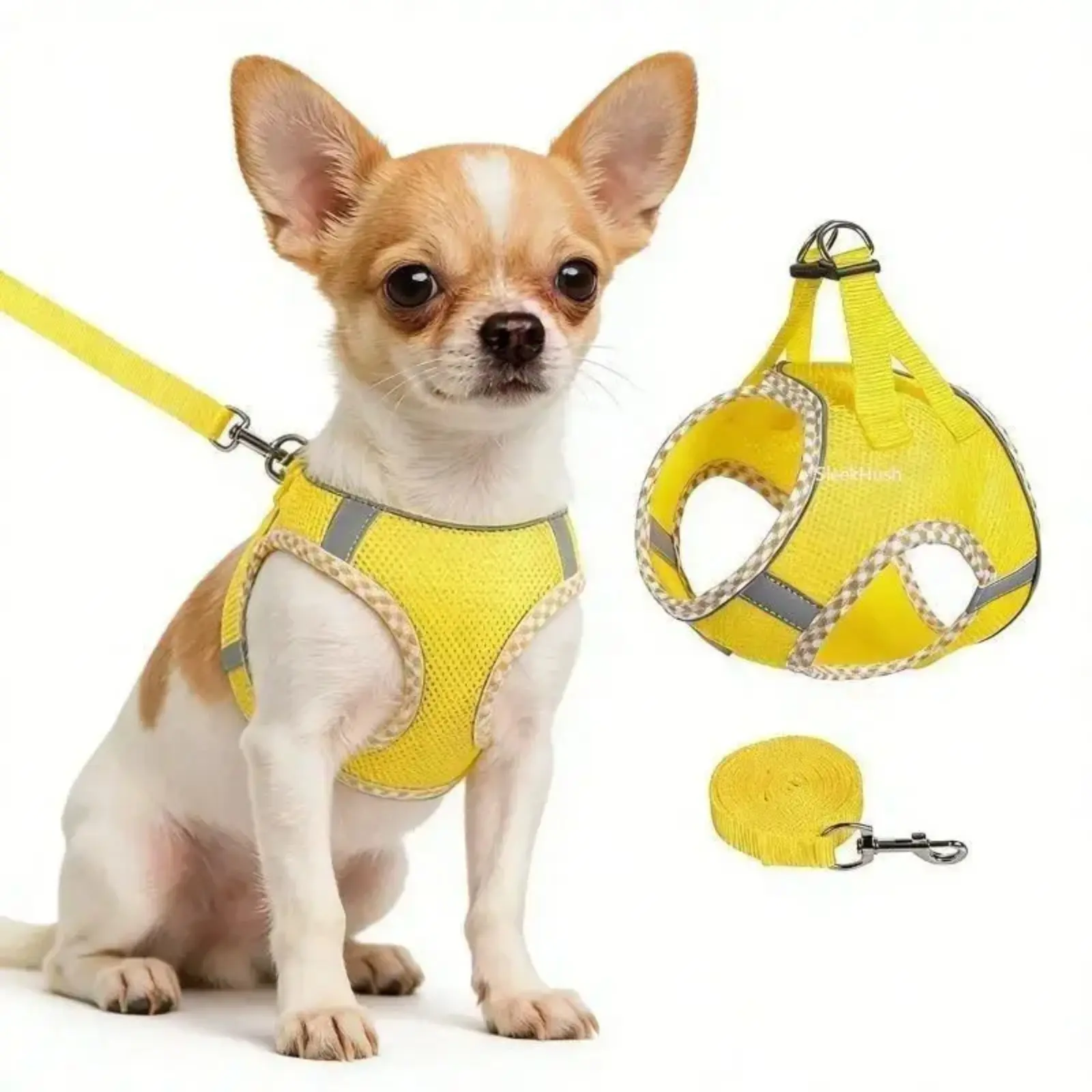2Pcs Dog Harness and Leash Set Reflective Step in Dog Chest Strap No Pull Mesh Puppy Vest Adjustable Walking Pet Supplies for Small Medium Dogs