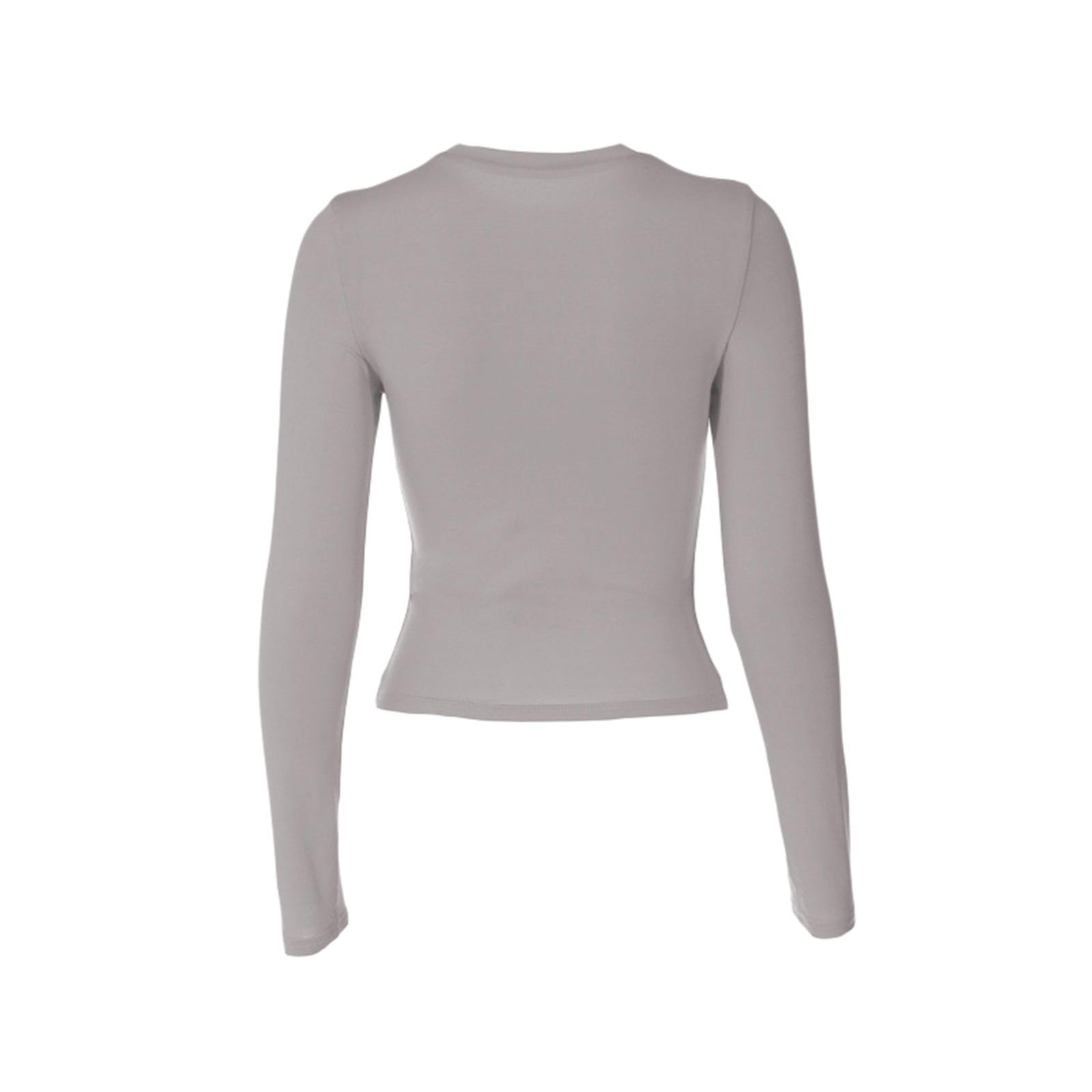 Women´s Spring AutumnTops Ladies Female Solid Color Long Sleeve Round Neck T-shirts Womenswear Blouse Streetwear,2 Colors