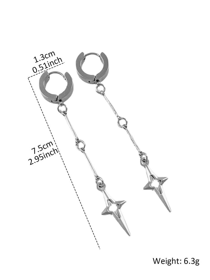 Hollow Out Star Design Dangle Earrings, Punk Style Earrings, Punk Jewelry For Party, Daily Decor For Girl
