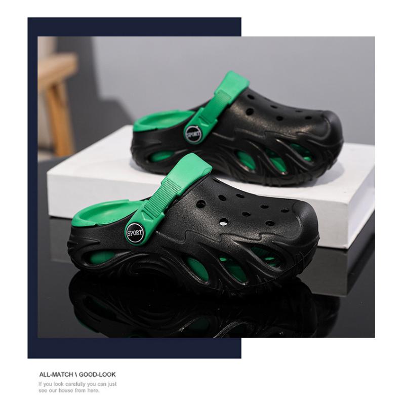 Boys' Hole Shoes Summer New Style Bag-toe Slippers For Children 6-15 Years Old Big Children's Sandals Wearing Outside And Stool-stripping kids  clogs