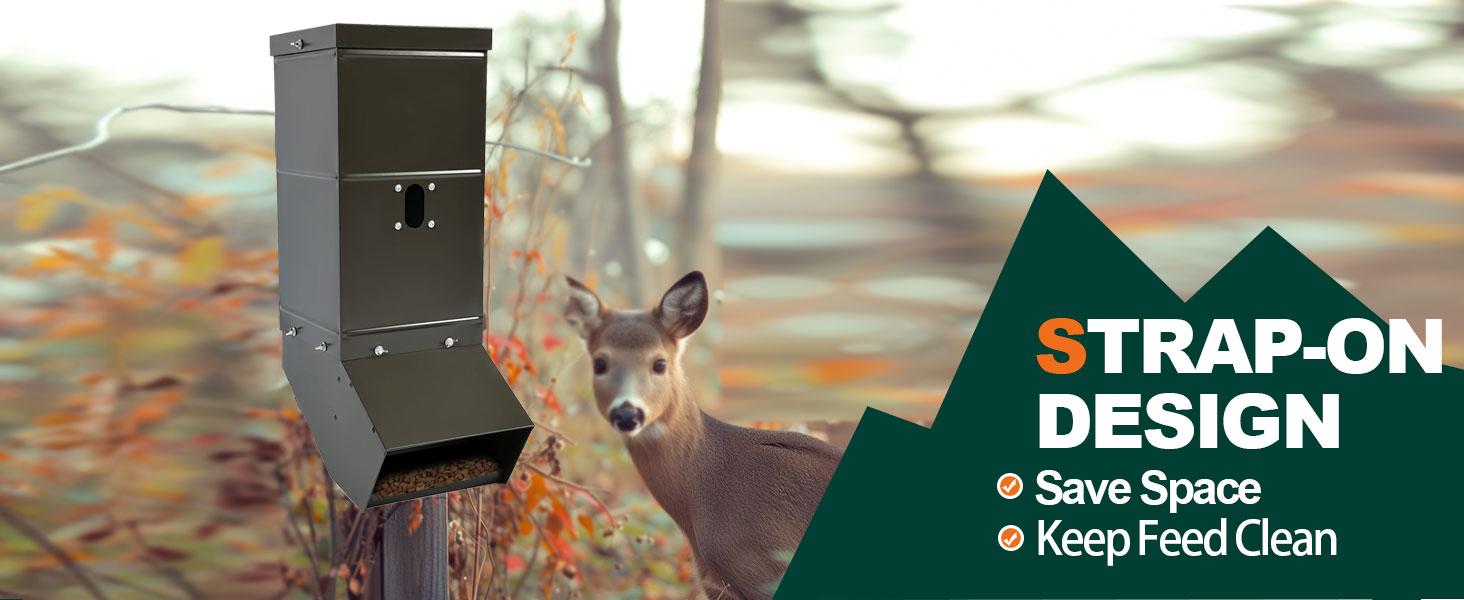 Livestock Feeder with Waterproof Cover and Mounting Straps, Hanging Deer Gravity Feeder, Steel All Seasons Feeders Portable Livestock Feeder with Waterproof Cover and Mounting Straps, Hanging Deer Gravity Feeder, Steel All Seasons Feeders Portable
