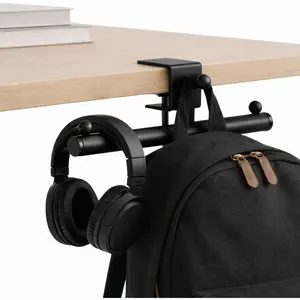 Heavy-Duty Backpack Hanger for Desk & Table, Adjustable Desk Hook for Bag with 80lb Capacity, T-Shape Backpack Holder & Purse Hook for Table, Clip-On Desk Bag Hook for Office Classroom Home