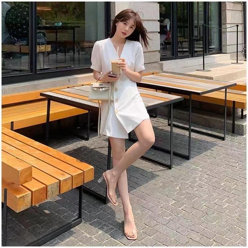 Plus Size Transparent High Heeled Shoes for Women Summer One Strap High Heeled Slippers Crystal Heel Chunky Heel Sandals