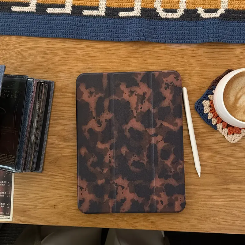 Vintage High-End Amber Tortoiseshell Tablet Case with Pen Slot, iPad 10th Gen, Pro 11/13 Inch, Air 6, Mini 7, Acrylic Shockproof Cover, Tablet Covers, Tablet Casing (Case Only)