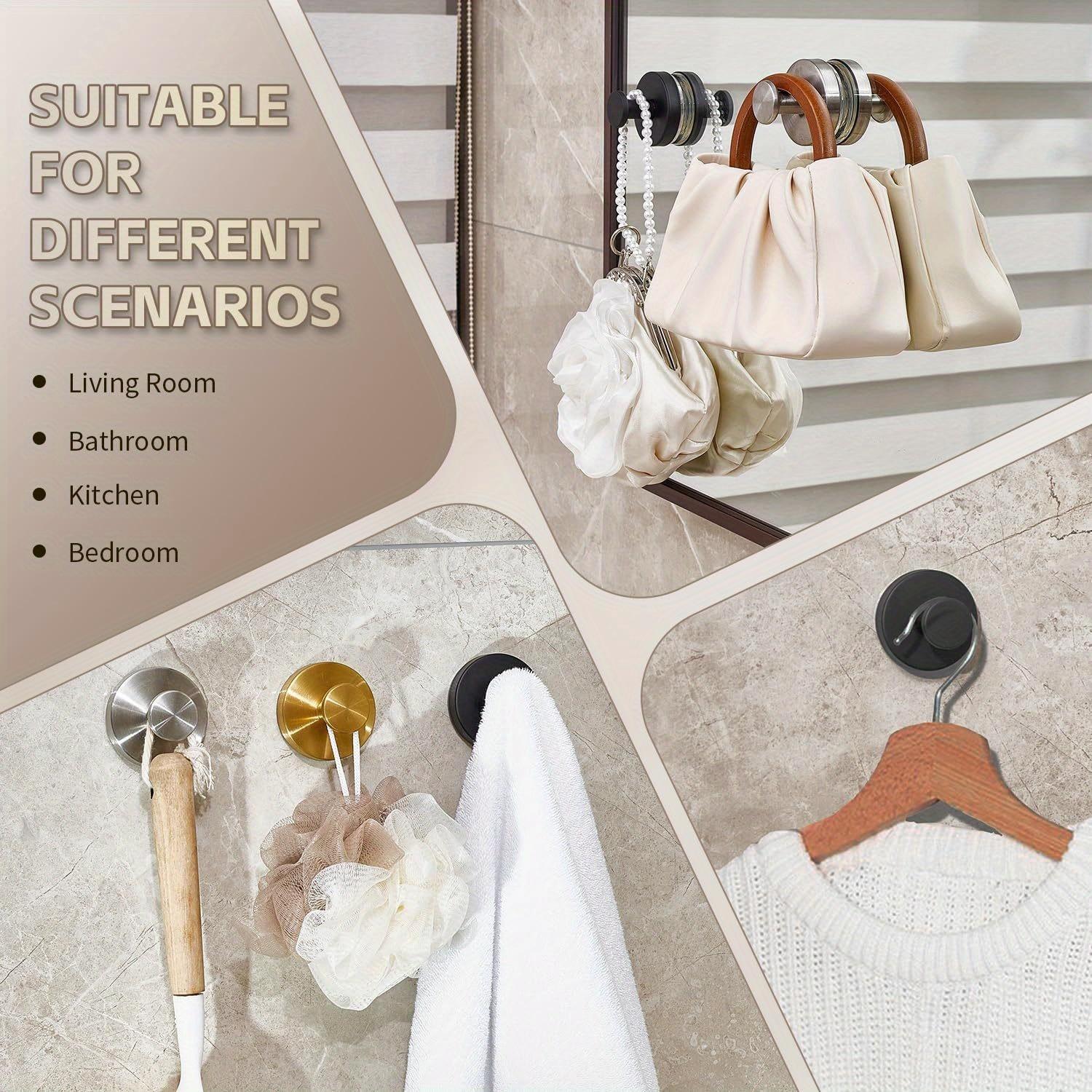 Suction Cup Stainless Steel 304 Hooks for Bathrooms And Kitchens, Suitable for Smooth Surfaces Like Glass, Mirrors, Ideal for Bathroom Organization, Storing Bath Balls, Bathrobes, And Coats