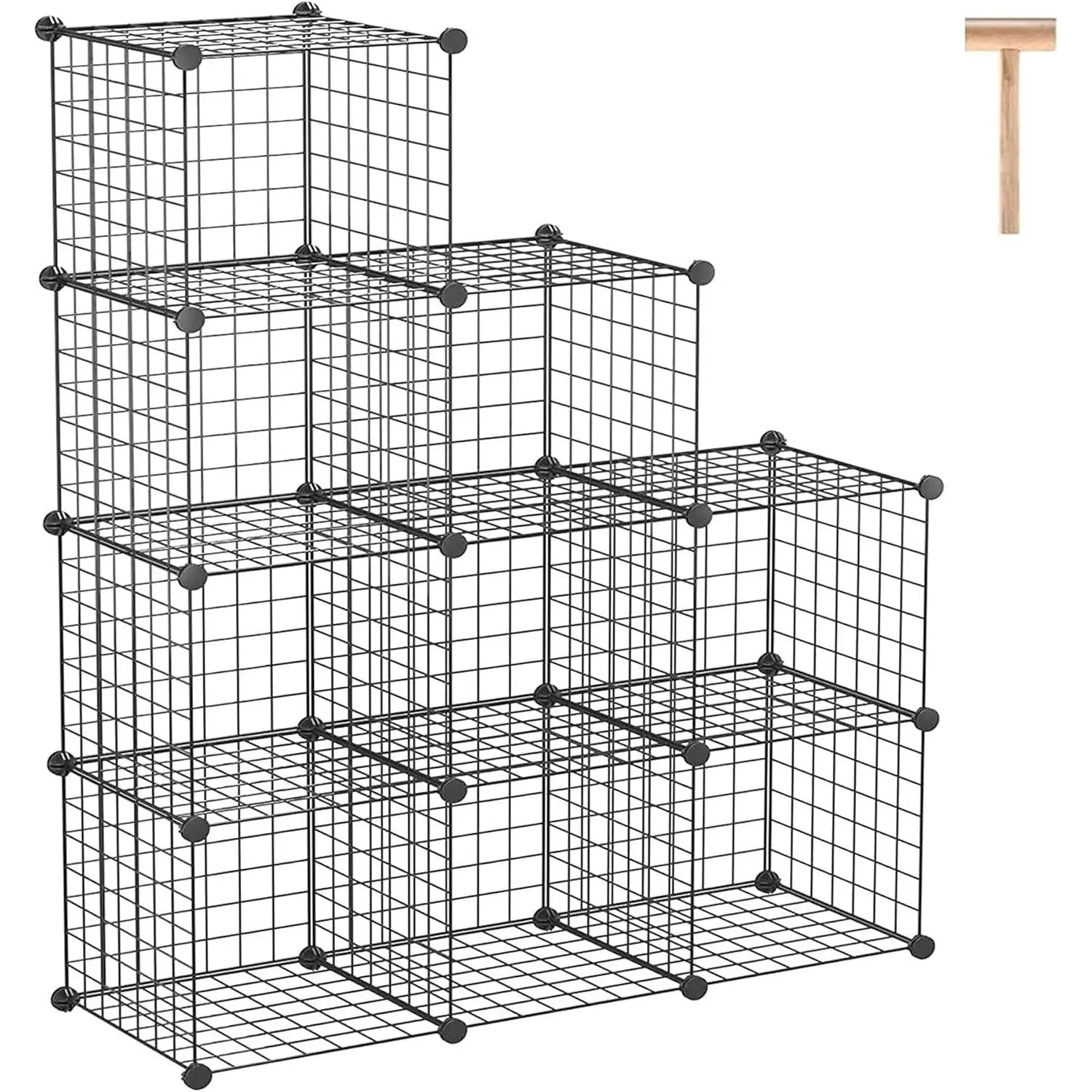Wire Cube Storage - 9-Cube Organizer, Metal Grids, Bookshelf, Black | Storage Bins Shelf, Modular Bookshelf Units, Closet Cabinet, Shelving, Ideal for Home, Living Room, Office