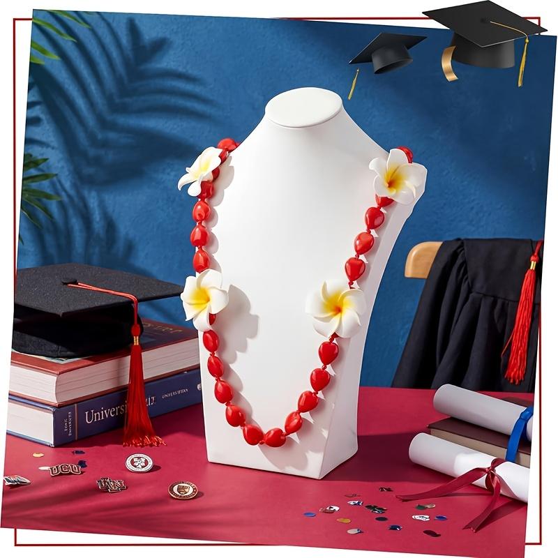 59.84-Inch Hawaiian Graduation Necklace Tropical Acrylic With Plumeria Tassel & Chinese Knot Adjustable Boho Style For Graduation Parties