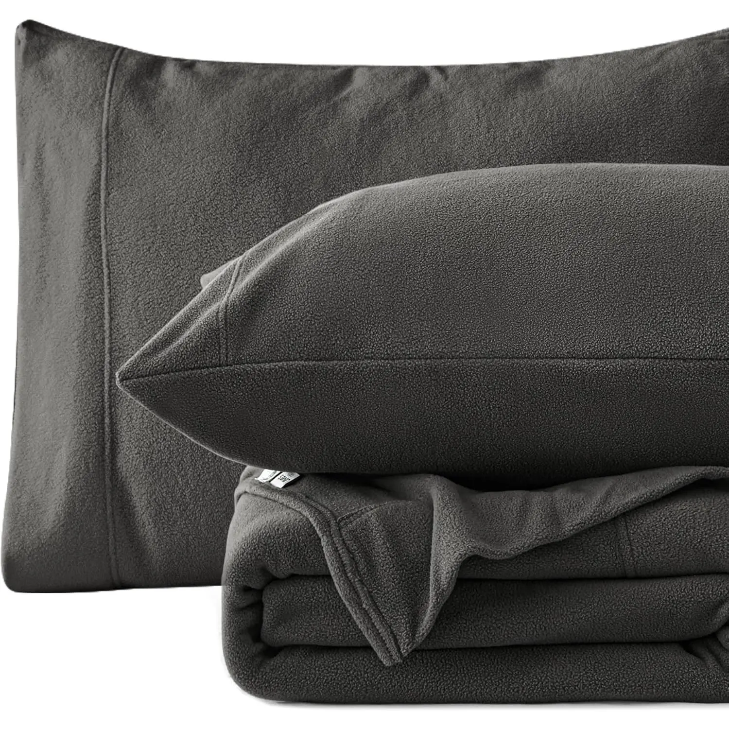 Fleece Queen Sheet Set - 4 Pcs Dark Grey Winter Soft Plush Polar Fleece Bed Sheets Set with 16" Deep Pocket,Cozy Warmth for Cold Season(1 Flat Sheet,1 Fitted Sheet,2 Pillow Cases)