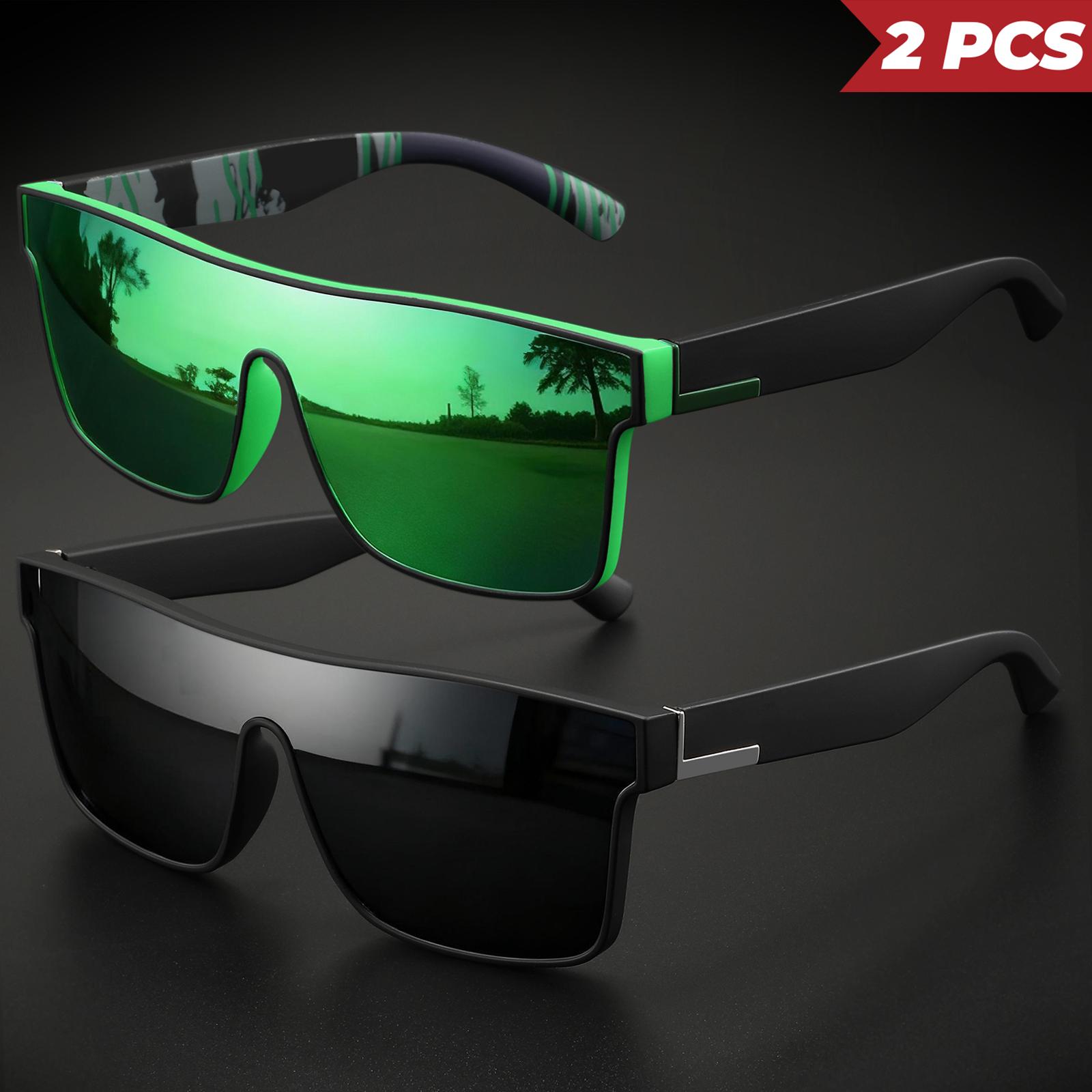 2 pairs of unisex sports sunglasses with integrated UV400 surround lenses, featuring colorful outdoor cycling options—suitable for running, driving, traveling, fishing, and everyday sun protection.