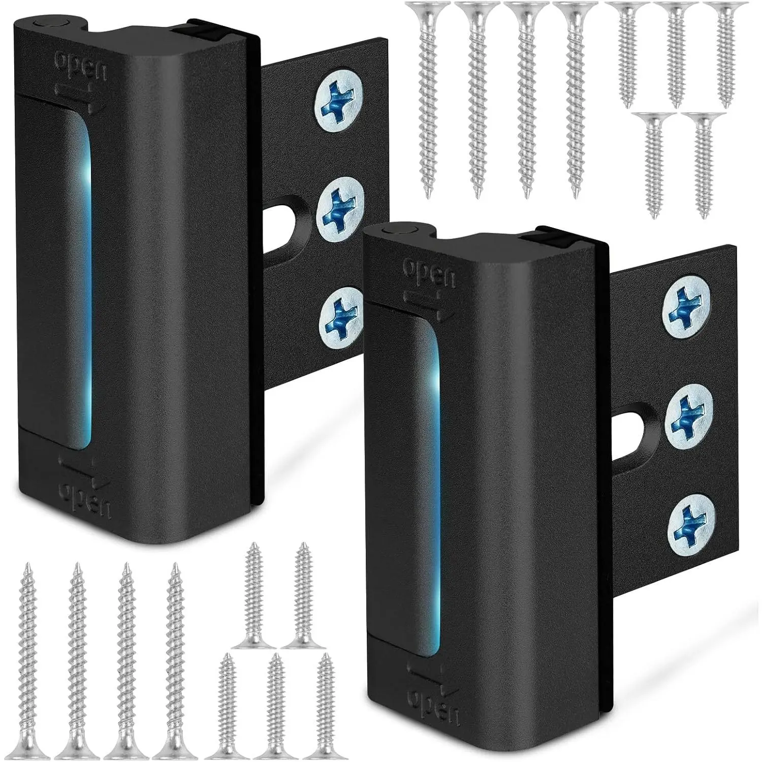 Door Reinforcement Lock, Upgraded Front Door Locks for  Safety Withstand 800 lbs,  Proof Door Lock, Extra Door Lock from Inside  Unauthorized Entry (2 Pack, Black)
