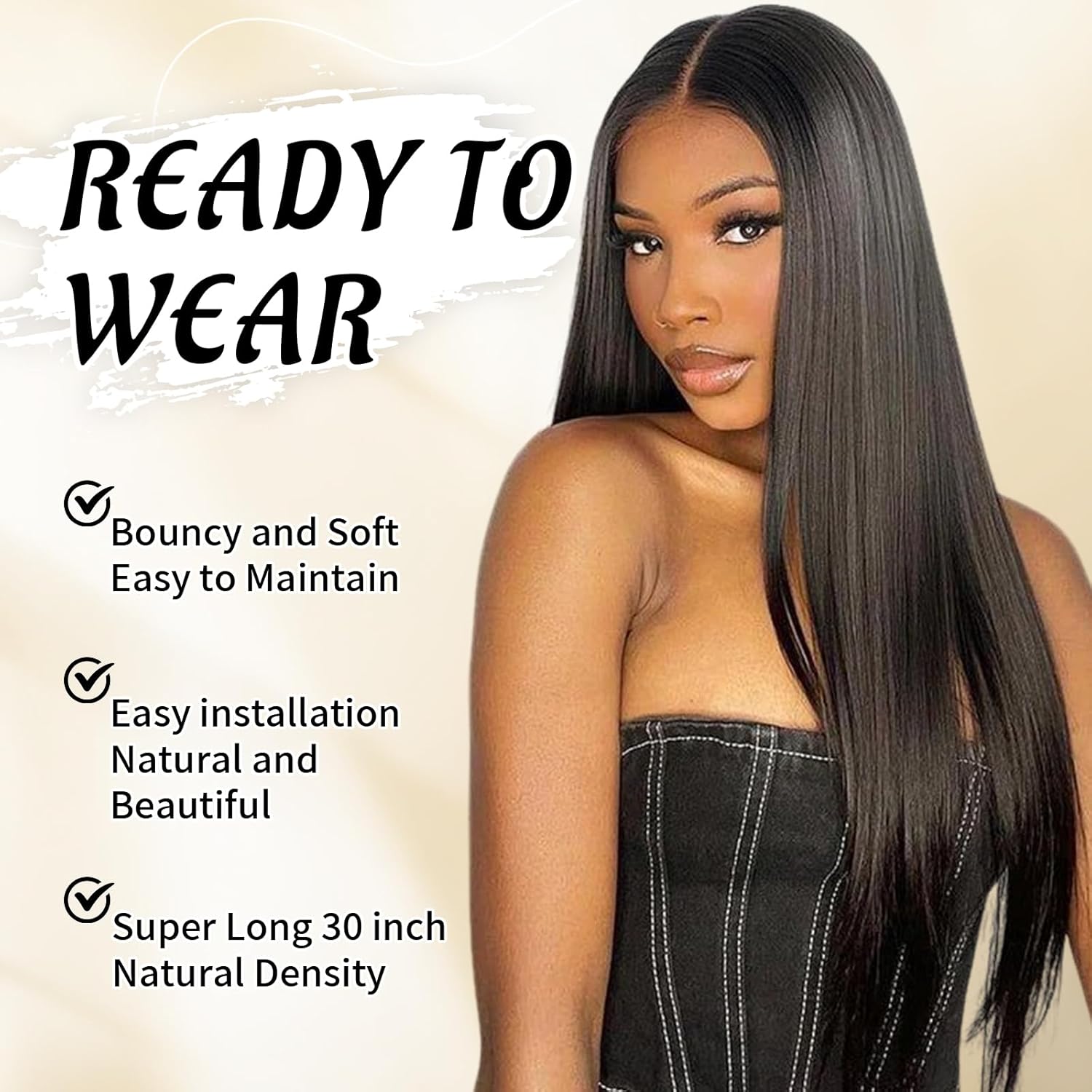 Wigs for, Lace Frontal Wig Long Straight Wigs Hairline with Transparent Lace Heat Resistant Lace Front Wigs for Girls Daily Party Use 30 Inch