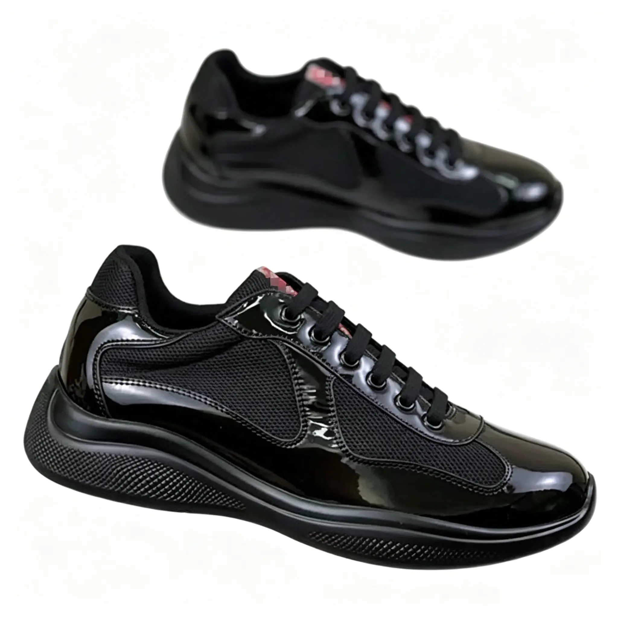 Glossy Patent Leather Mesh Platform Sneakers Women Men Colorful Lightweight Walking Shoes Breathable Lace Up Casual Trainer Chunky Cushion Sole Fashion Daily Running Sneakers spring summer outdoor activity stylish versatile footwear non sli