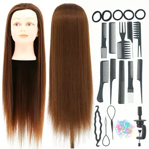 Mannequin Head with Straight, 24-26 Inch Doll Head for Cosmetology & Hairdresser Training, #6 Light, Single Pack, Hair Extension Holder, Hair Extension Tools