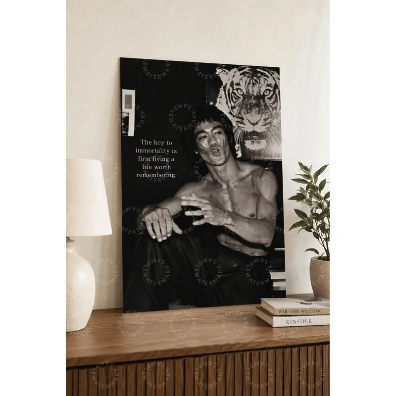 Black and White Martial Arts Portrait Canvas Art, Tiger Motivational Quote Aesthetic Poster, Bold Bedroom Wall Art, Living Room Decor, Gym Office Teen Room Decor and Inspirational Gift