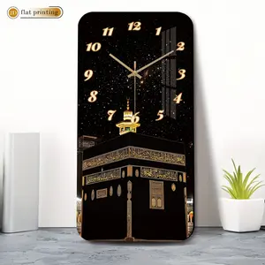 1 acrylic rectangular silent wall clock, modern and stylish Islamic-themed wall clock with Kaaba design, suitable for living room, bedroom, home art decoration, Halloween, Christmas, birthday gift stylish wall clock, living room clock