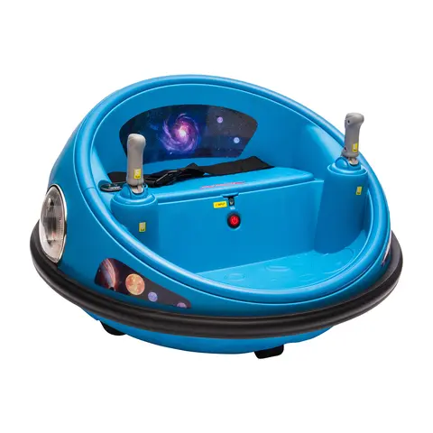 360° Spinning Electric Bumper Car for Kids – Remote Control, LED Lights, Soft Padded Seat, Rechargeable Battery, Indoor Outdoor Ride-On Toy, White