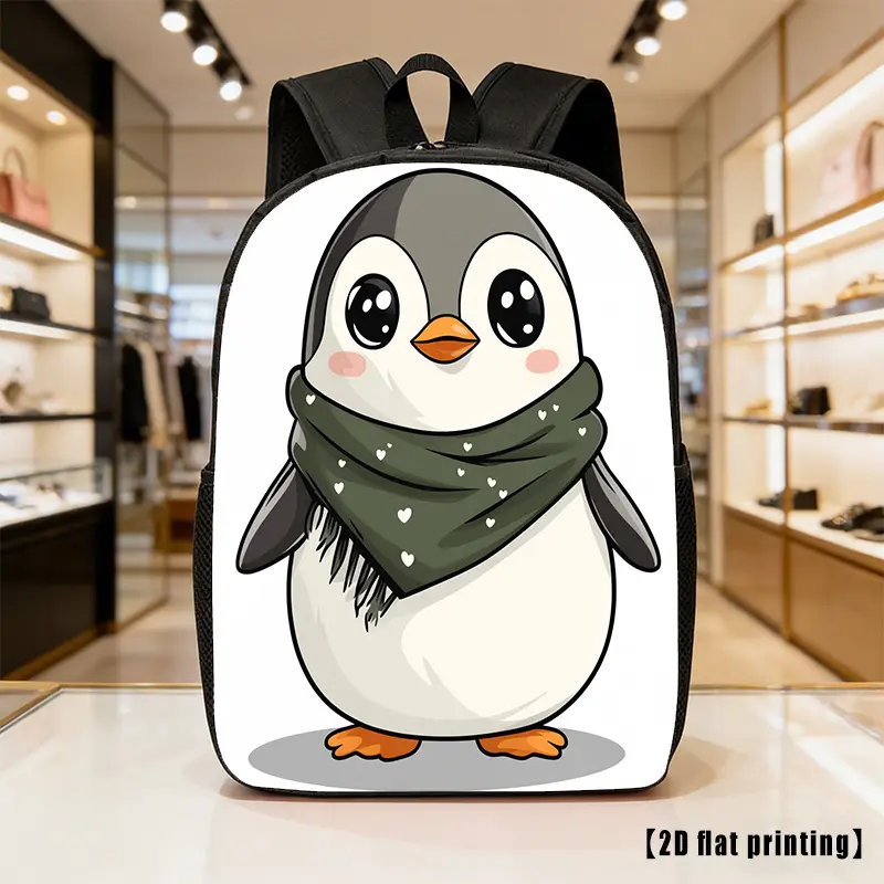 Cartoon_Penguin, Lightweight, Large-capacity Unisex Backpack with Adjustable Shoulder Straps, Side Pockets, Suitable for Casual Wear, Commuting, and Multiple Uses. Ideal for Hiking, Mountaineering, and Adventure, as Well as as a Laptop Bag.