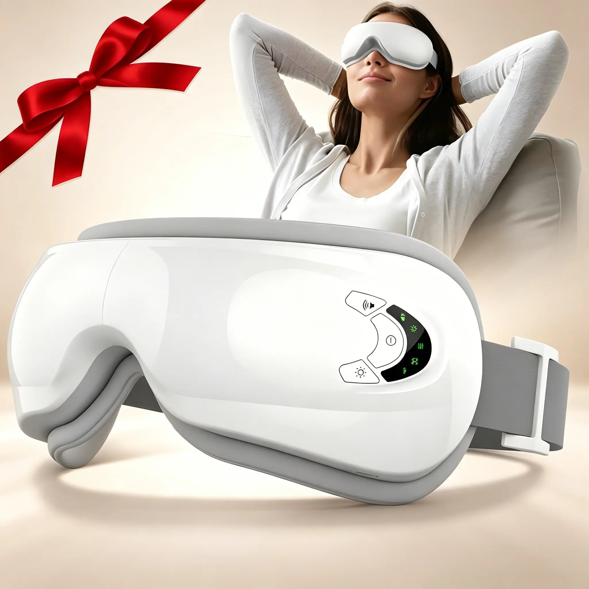 Smart Bluetooth-compatible Eye Massager, Foldable Smart Eyemask with Bluetooth-compatible Music, Constant Temperature Heat Therapy, USB Charging, Chargeable, 5 Modes, Portable