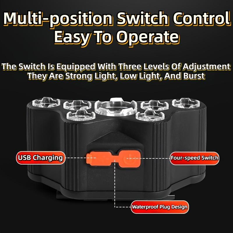 2PC Multifunctional 7LED Headlight 4 Modes Headlight Flashlight USB Rechargeable Headlight Rechargeable, Adjustable Headlight Fixture, Suitable for Camping, Outdoor Running, Hunting, Hiking, Camping