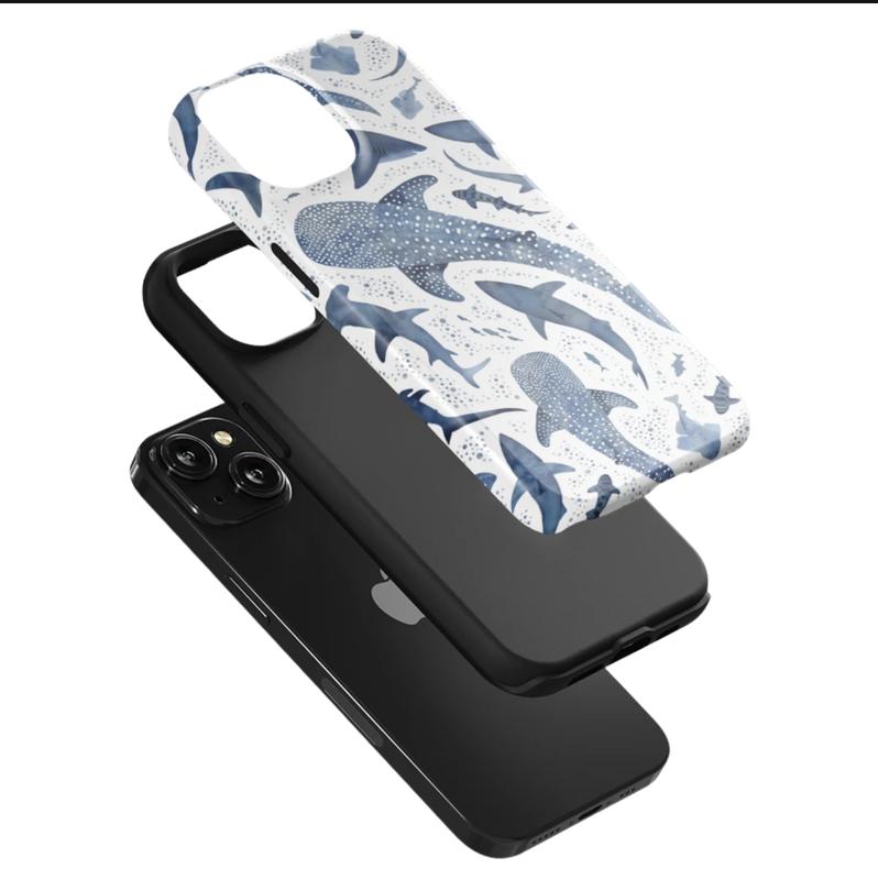 Ocean Shark Pattern iPhone Case – Marine Wildlife Design, Cover For Iphone 17, 14pro, 16promax