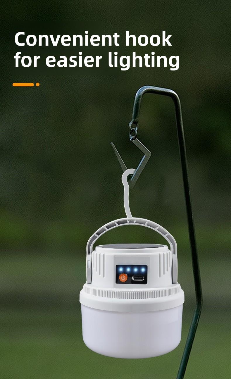 Solar Camping Lantern Outdoor Rechargeable LED Lights for Tent Emergency Home Use Portable Waterproof Lamp for Night Camping Party Hiking