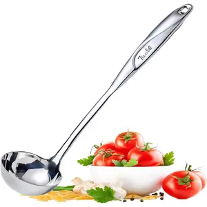 High Grade Soup Ladle, Cooking Ladle for Soup, Heat-proof Design of Hollow Handle, Gift for Family（4ouce/13.5 Inch)