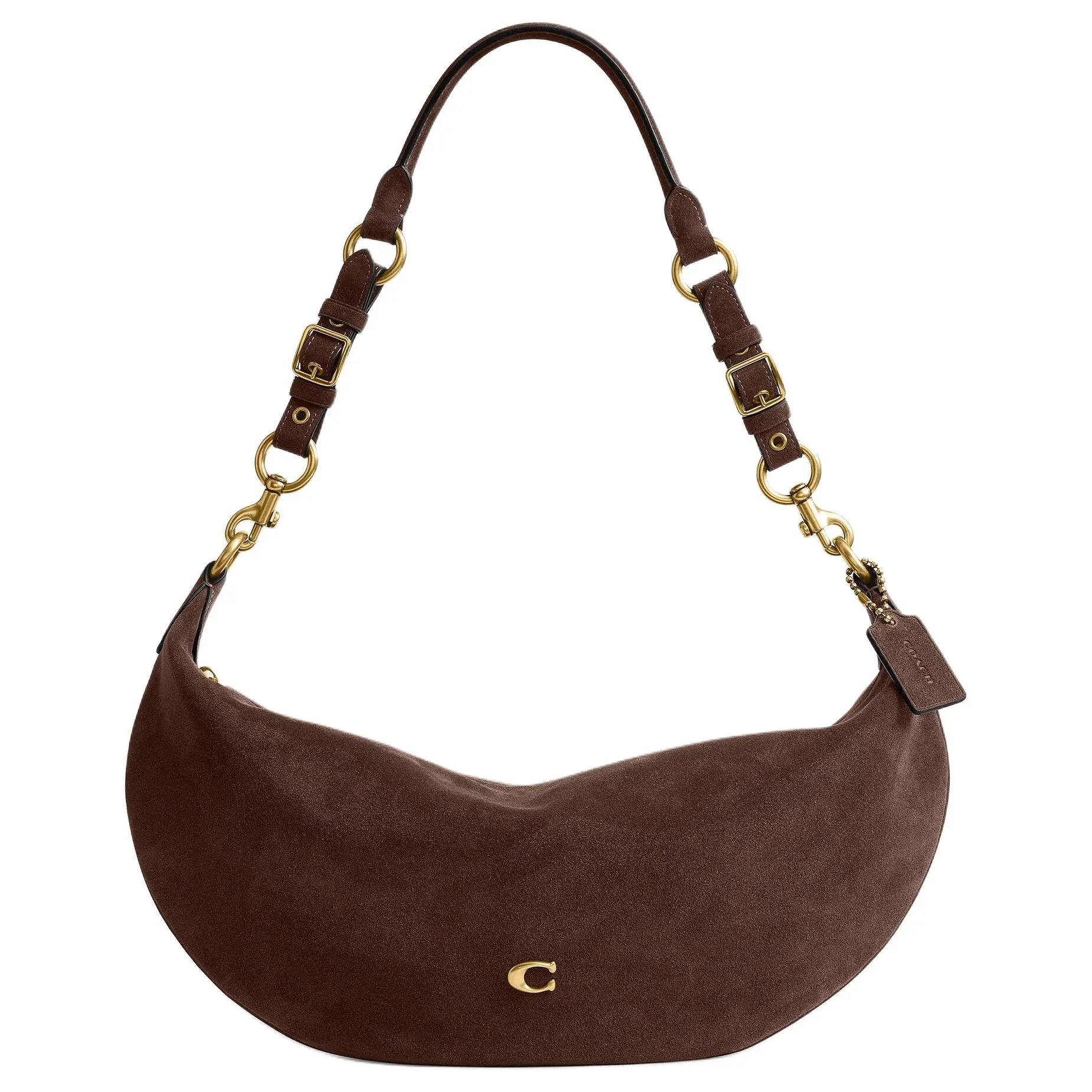 COACH Paige Solid-Color Crossbody Bag for Men and Women – Large Size, Chocolate Brown, Genuine Leather