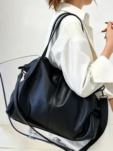 Extremely simple style, high-end feeling, light luxury and fashionable tote bag, detachable shoulder strap design, zipper pocket at the back, simple and practical texture single shoulder handbag, suitable for daily commuting and shopping
