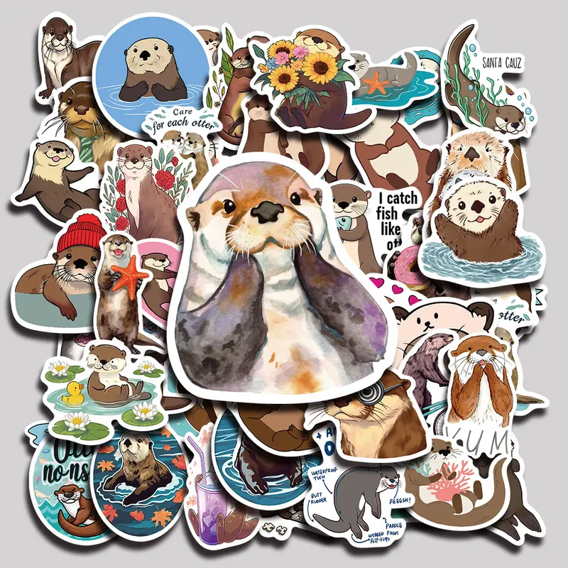 50PCS Otter Aesthetic Vinyl Stickers Pack for Laptop Water Bottle Phone Case Skateboard Journal Scrapbook DIY Decoration