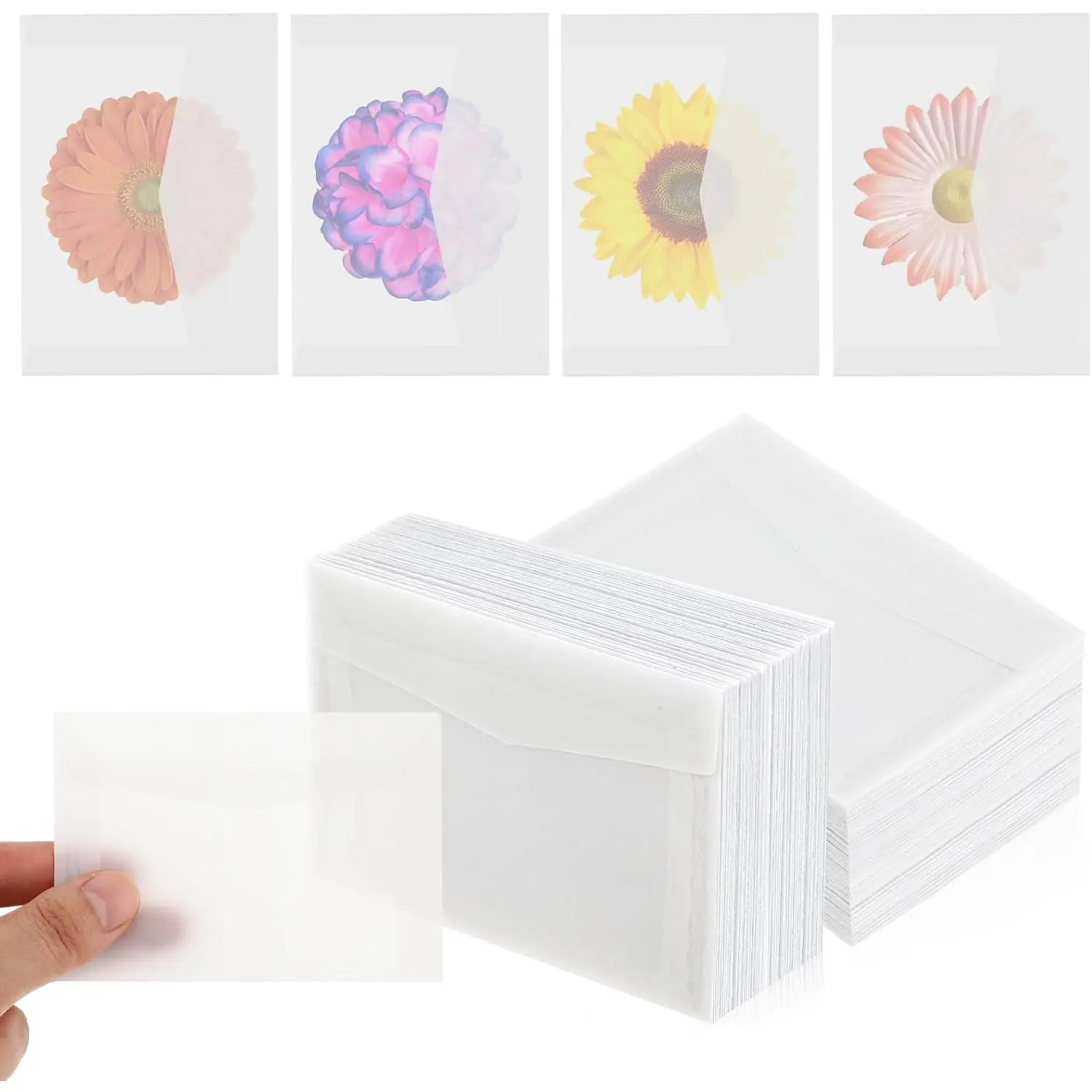 50 PCS Small Size Glassine Envelope Pack, 2.75x3.94 inches Vellum Sealing Envelopes for Coin Collection, Wedding Gift Storage, Home Office Use