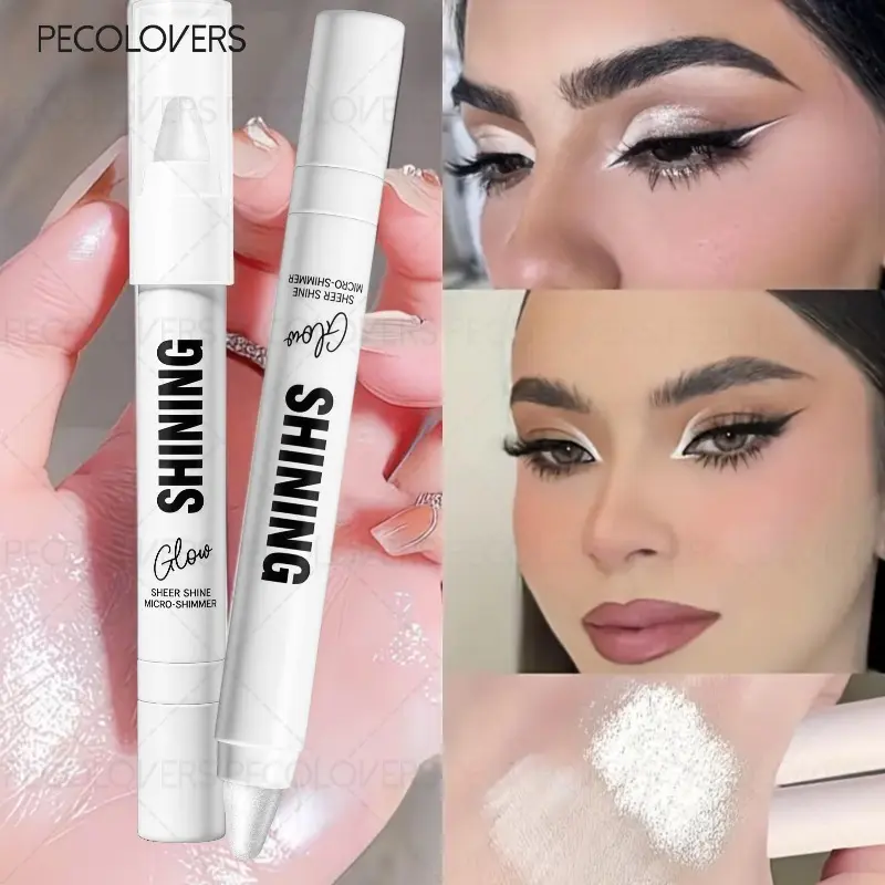 Silvery Eyeshadow, White Eyeshadow, Cosmetic Eyeshadow, Eye Highlighter, Shimmering, Eye Shadow Sticks, Waterproof and Long-Lasting, Suitable for All Skin Tones and Makeup Styles, Perfect for Christmas, Halloween, Carnival, and Music Festivals