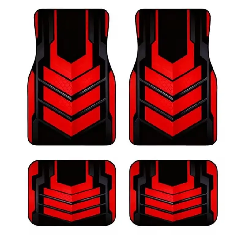 4pcs Fashionable Car Floor Mats, Mecha Design, Non-Slip Base, Fits Most Cars, Elegant Interior Decor, Perfect Gift for Halloween & Christmas