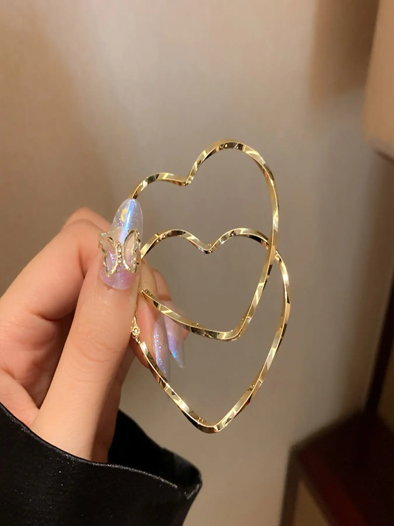 Textured Heart Hoop Earrings, Elevate Your Daily, Stylish Jewelry Accessory, Perfect for Everyday Wear, 1 Pair Set, Fashionable Earrings
