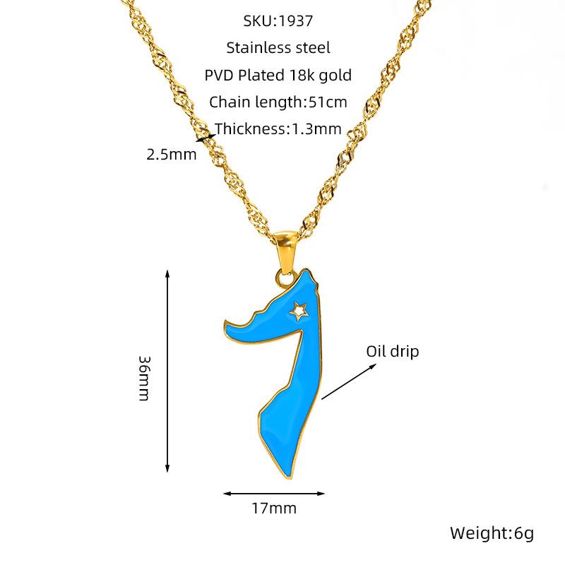 Various Countries Map Pendant Necklace Jewelry, Stainless Steel Necklace