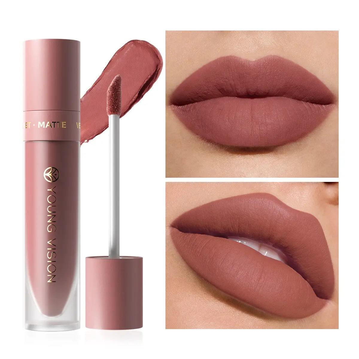 YOUNG VISION Velvet Lip Gloss, Matte Long-Lasting, Non-Sticky, Nude Berry Shades, Versatile Lip Makeup for Various Styles