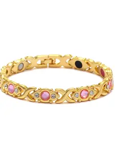 Trendy Detachable Energy Magnet Bracelet, Eco-Friendly Alloy Zircon Inlay, Adjustable Unisex Wristband, Fashion Jewelry Set